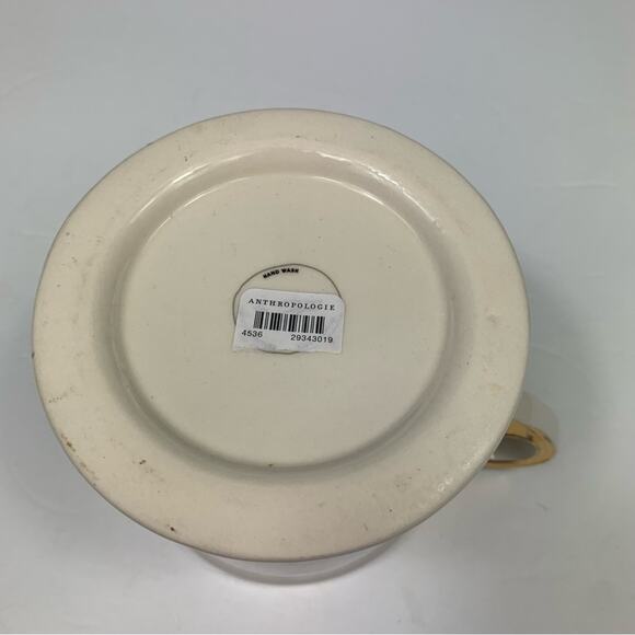 Anthropologie Monogram White Gold Letter C Initial Coffee Tea Mug Shaving Cup - Picture 4 of 5